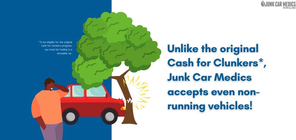 Unlike the original Cash for Clunkers, Junk Car Medics accepts non-running cars.