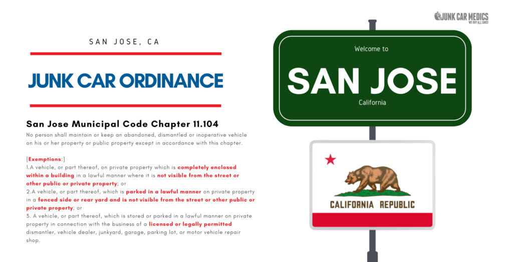 San Jose, CA Junk Car Ordinance